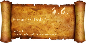 Hofer Olivér névjegykártya